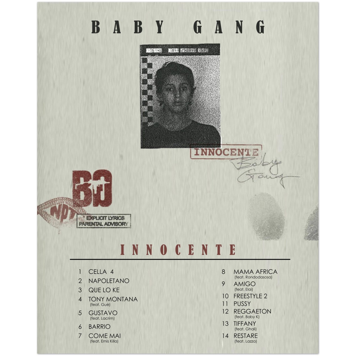 Poster album "Innocente" (Baby Gang)