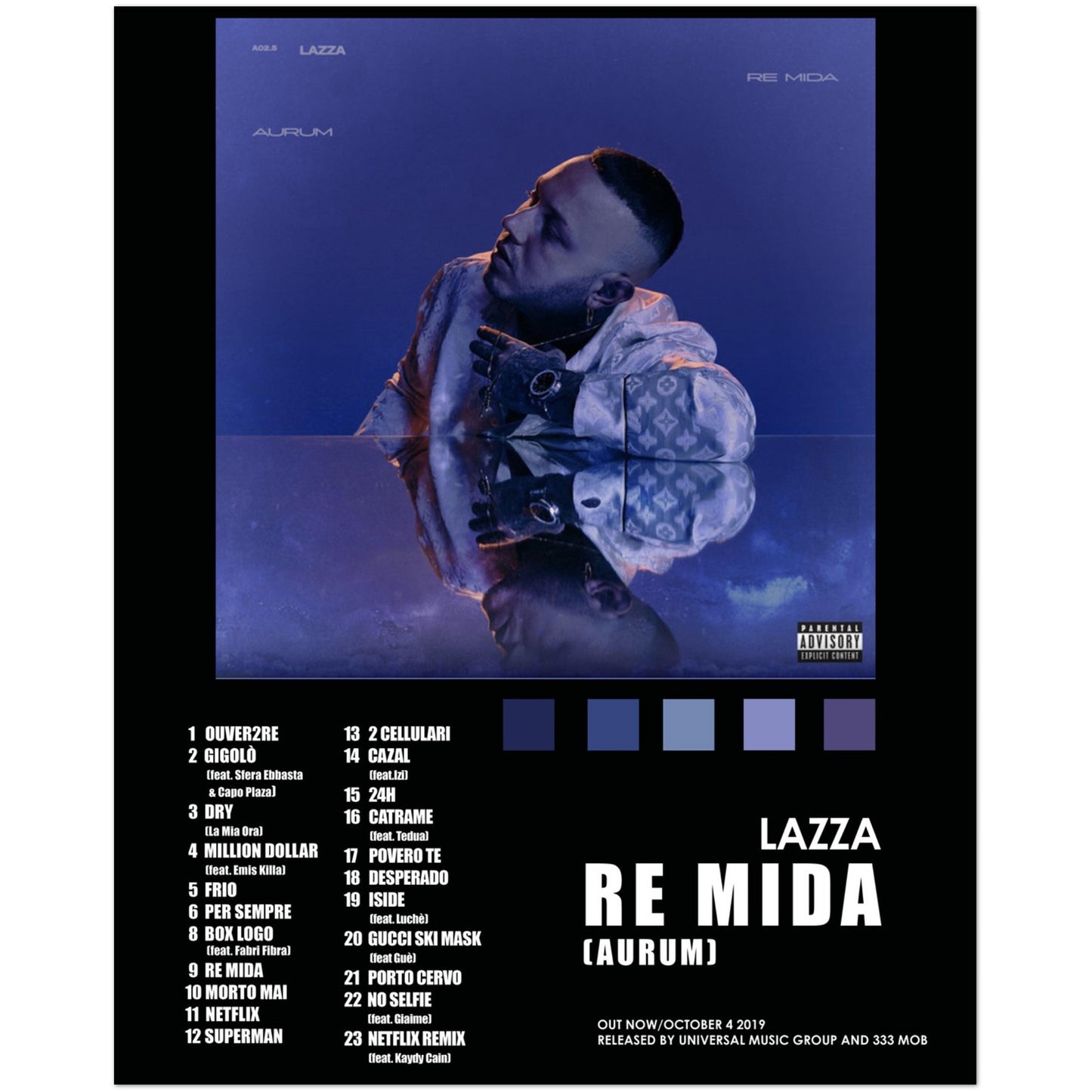 Poster album "Re Mida (Arum)" (Lazza)
