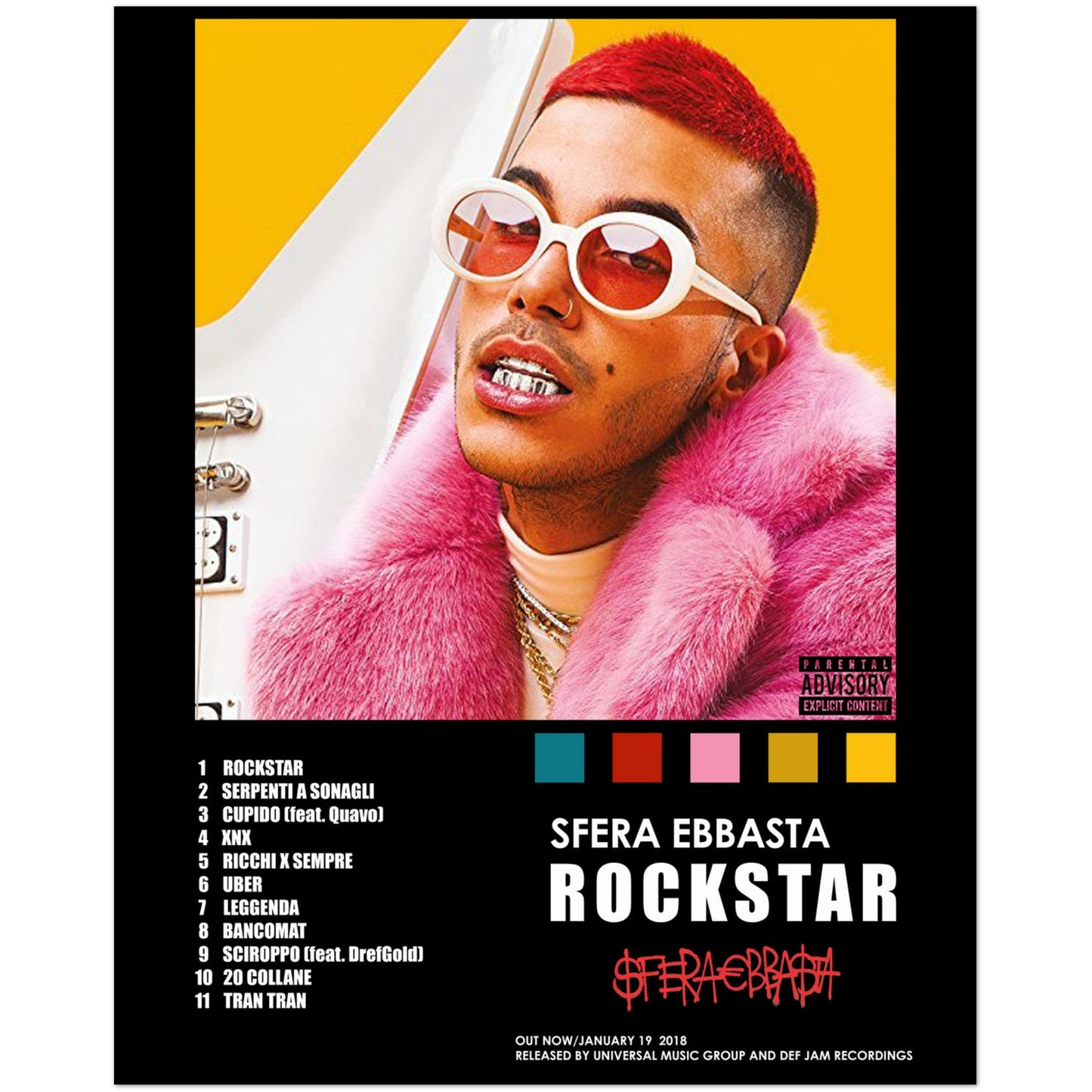 Poster album "Rockstar" (Sfera Ebbasta)