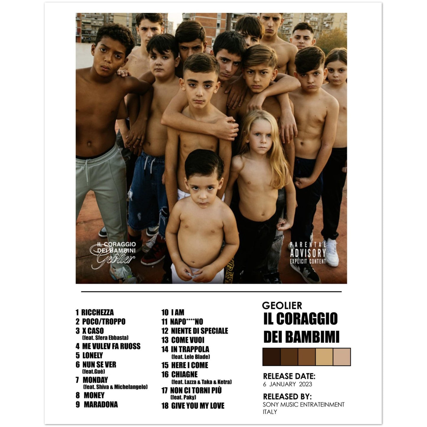 Poster album "il coraggio dei bambini" (Geolier)