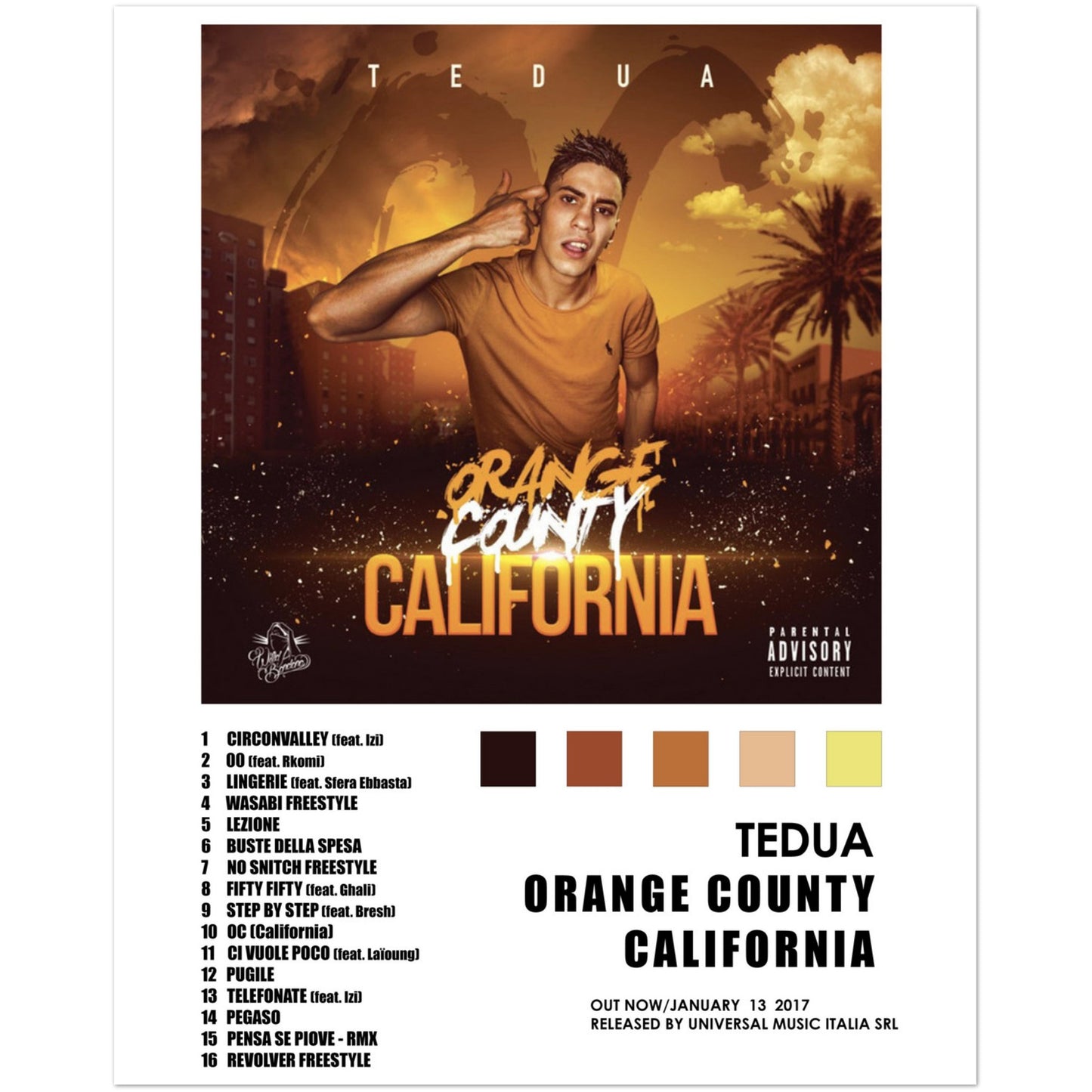 Poster album "Orange county california" (Tedua)