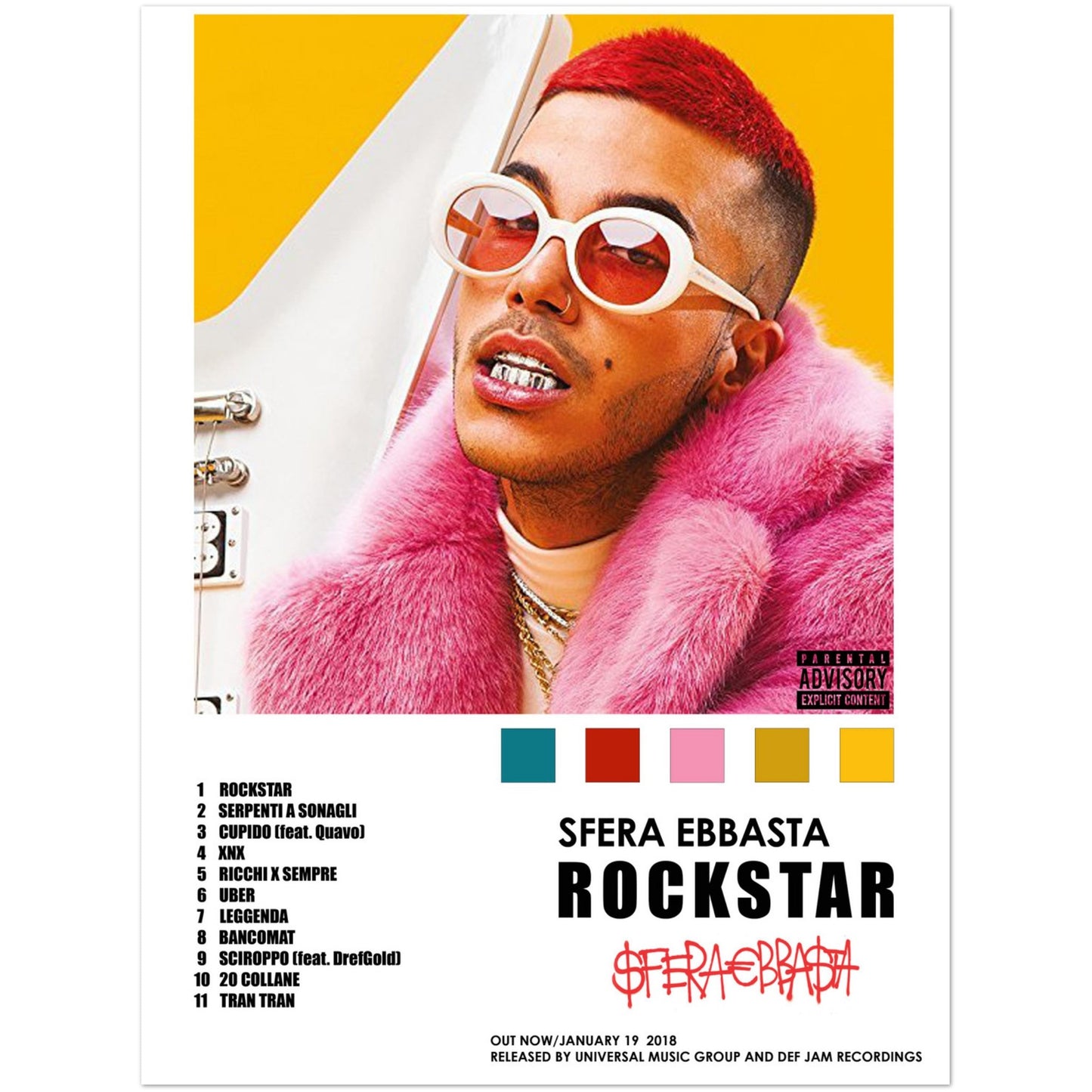 Poster album "Rockstar" (Sfera Ebbasta)