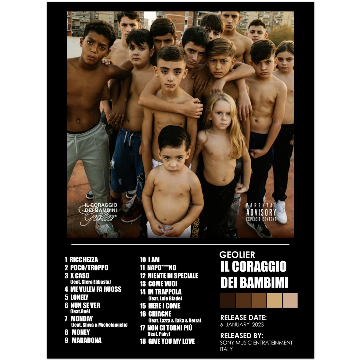 Poster album "il coraggio dei bambini" (Geolier)