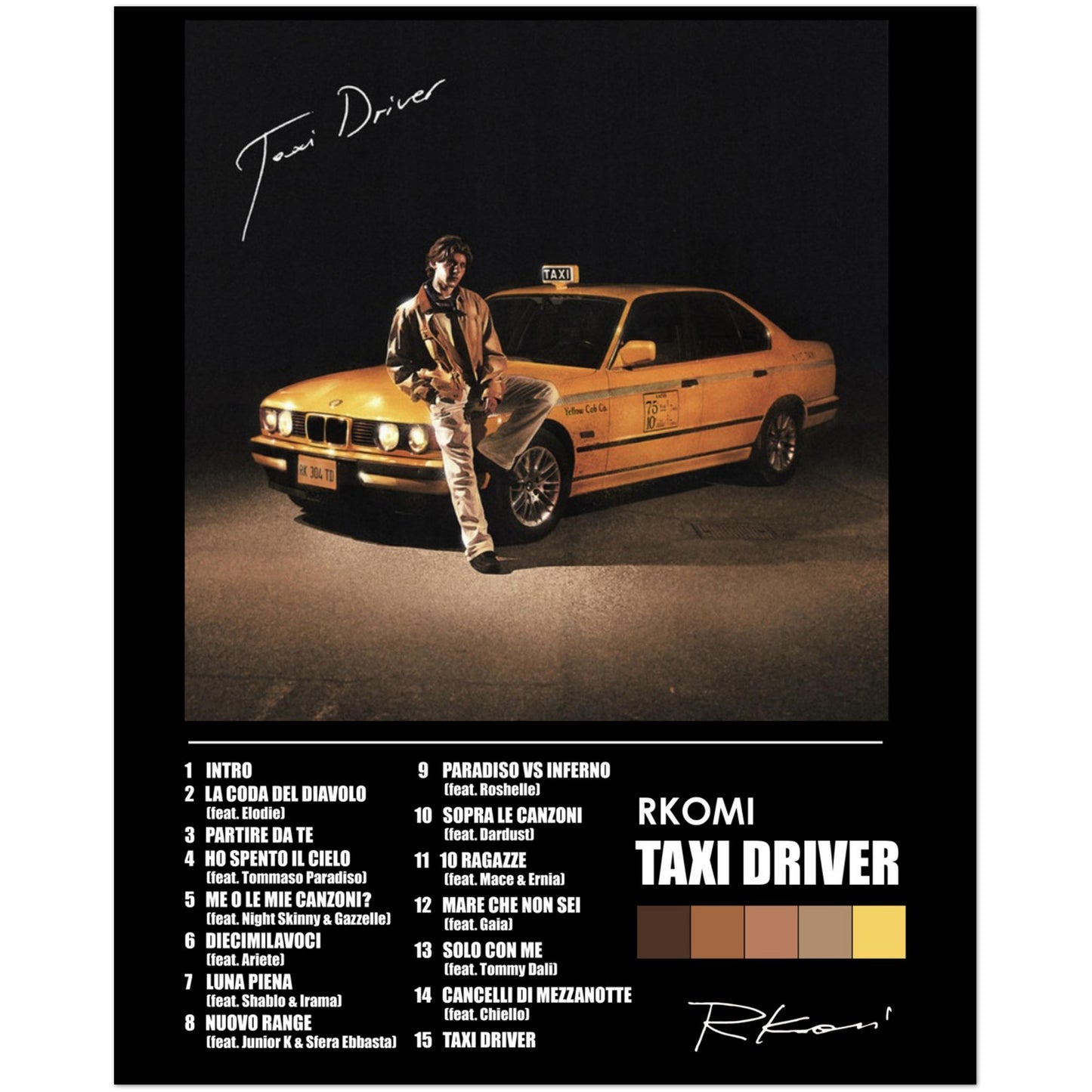 Poster album "Taxi driver" (Rkomi)