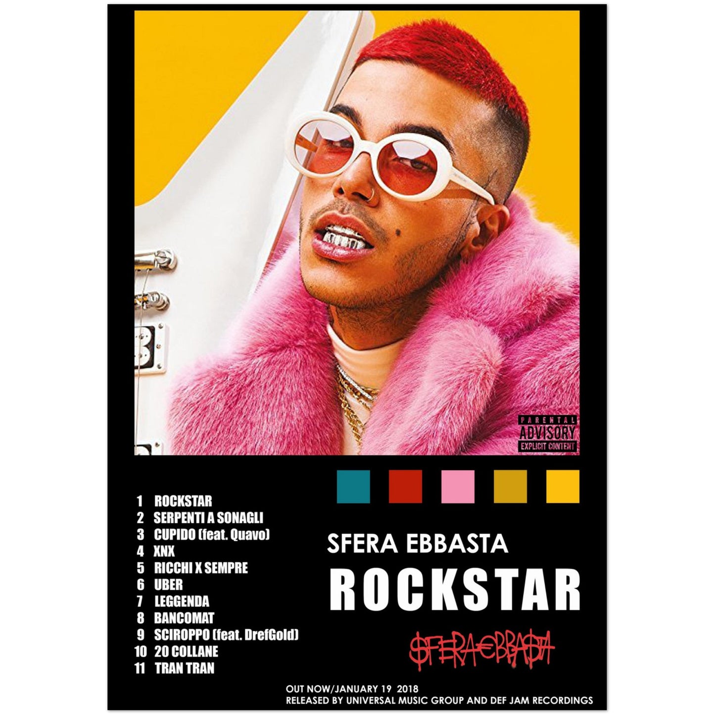 Poster album "Rockstar" (Sfera Ebbasta)