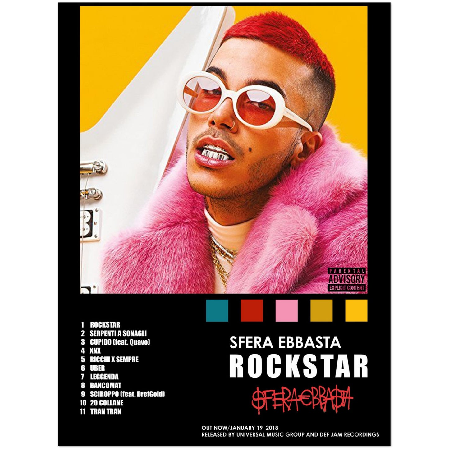Poster album "Rockstar" (Sfera Ebbasta)