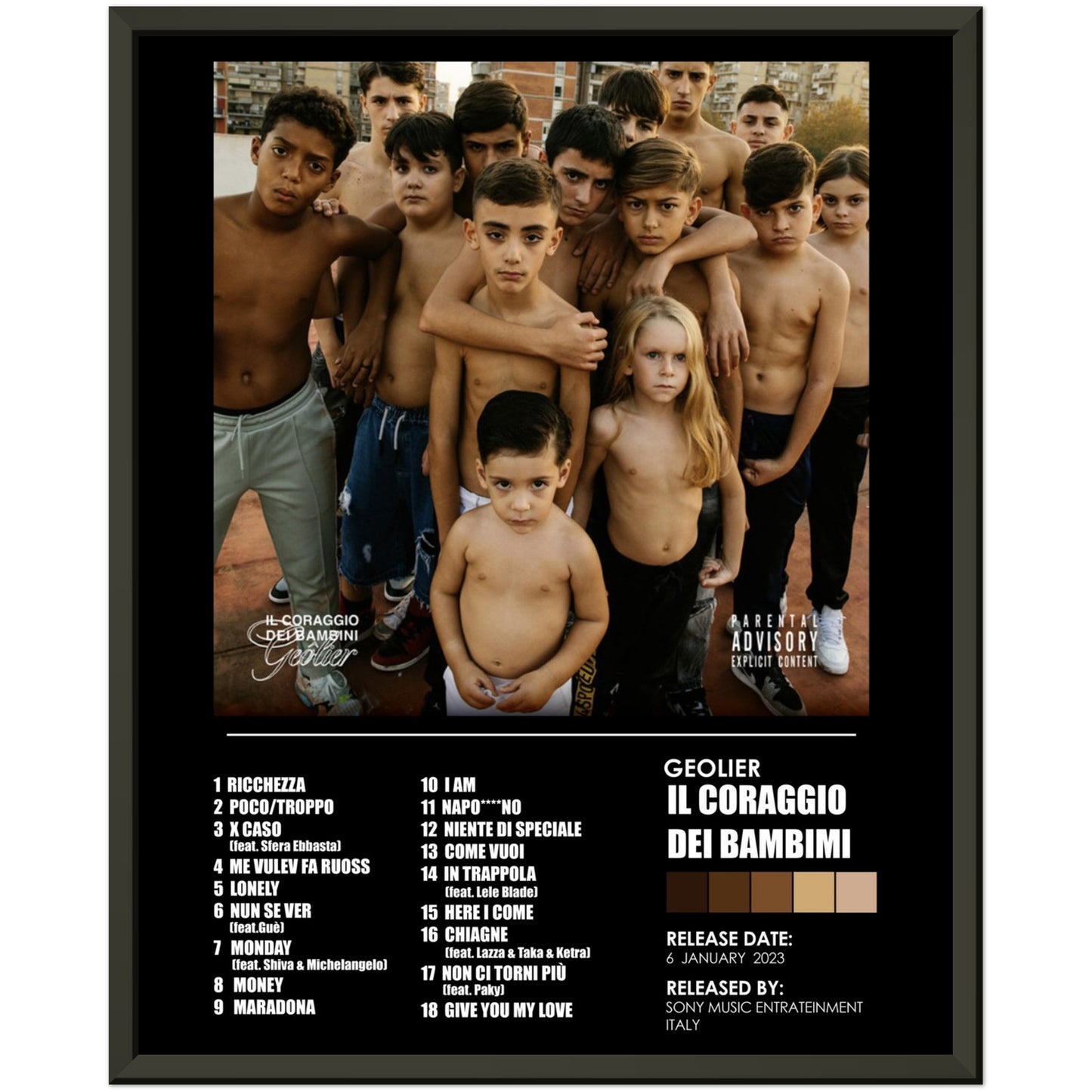 Poster album "il coraggio dei bambini" (Geolier)