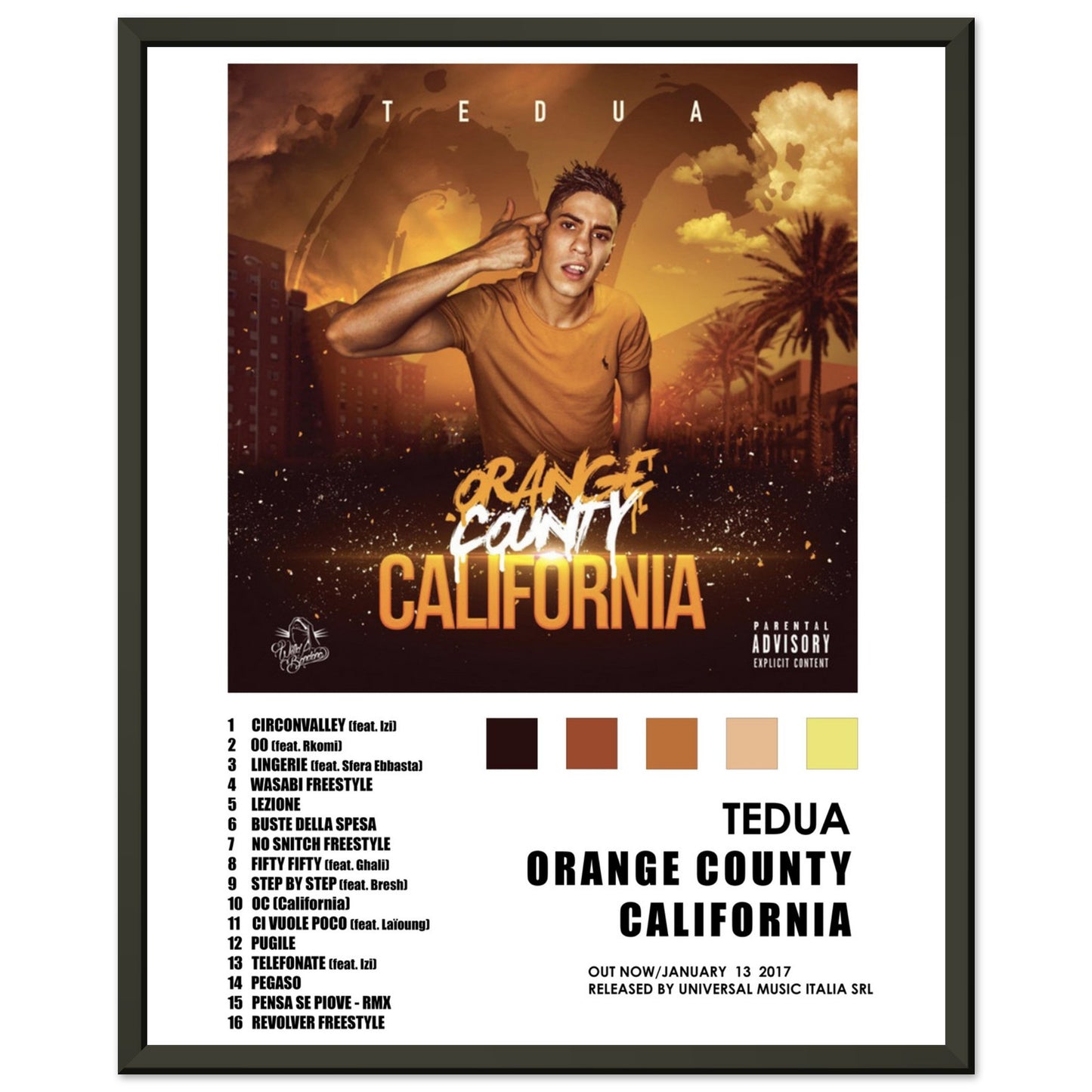 Poster album "Orange county california" (Tedua)