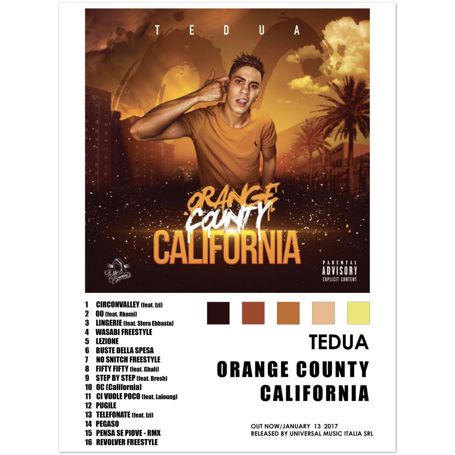 Poster album Orange county california (Tedua)