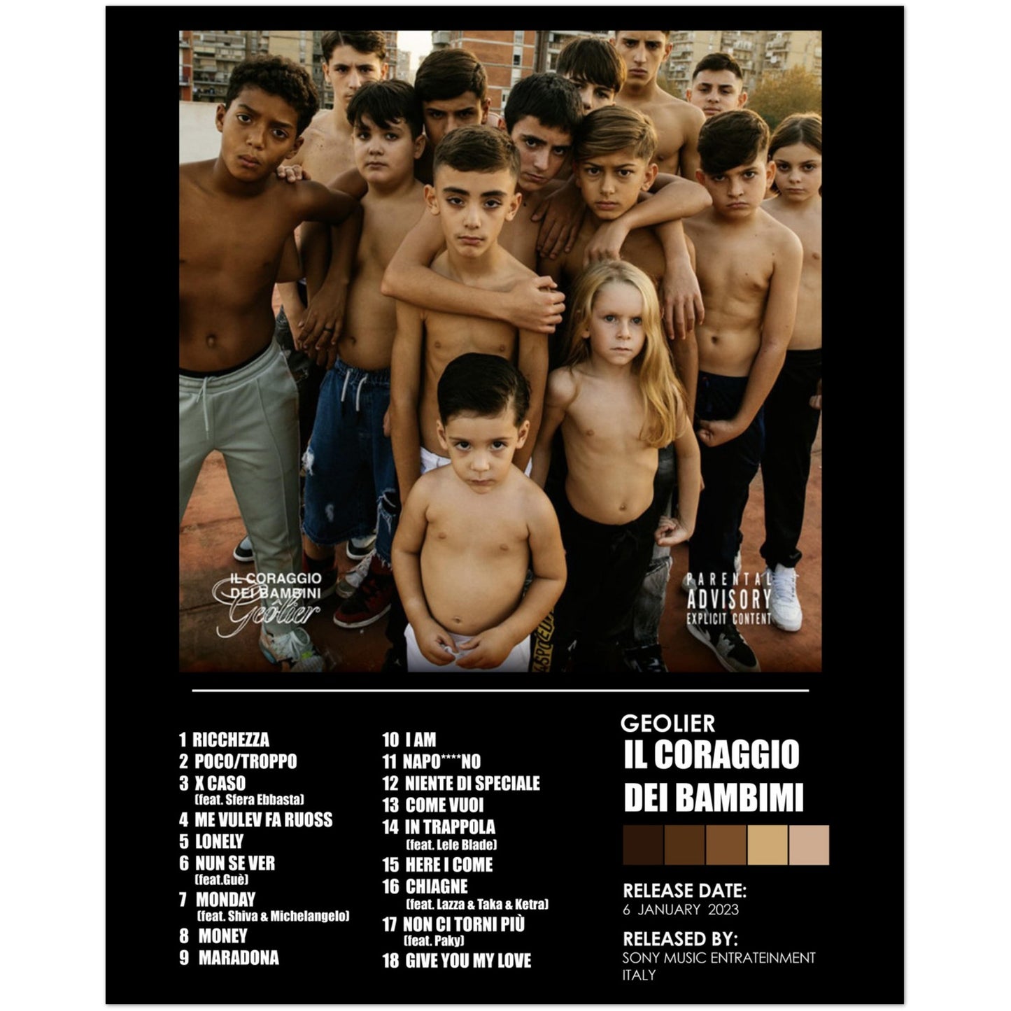 Poster album "il coraggio dei bambini" (Geolier)
