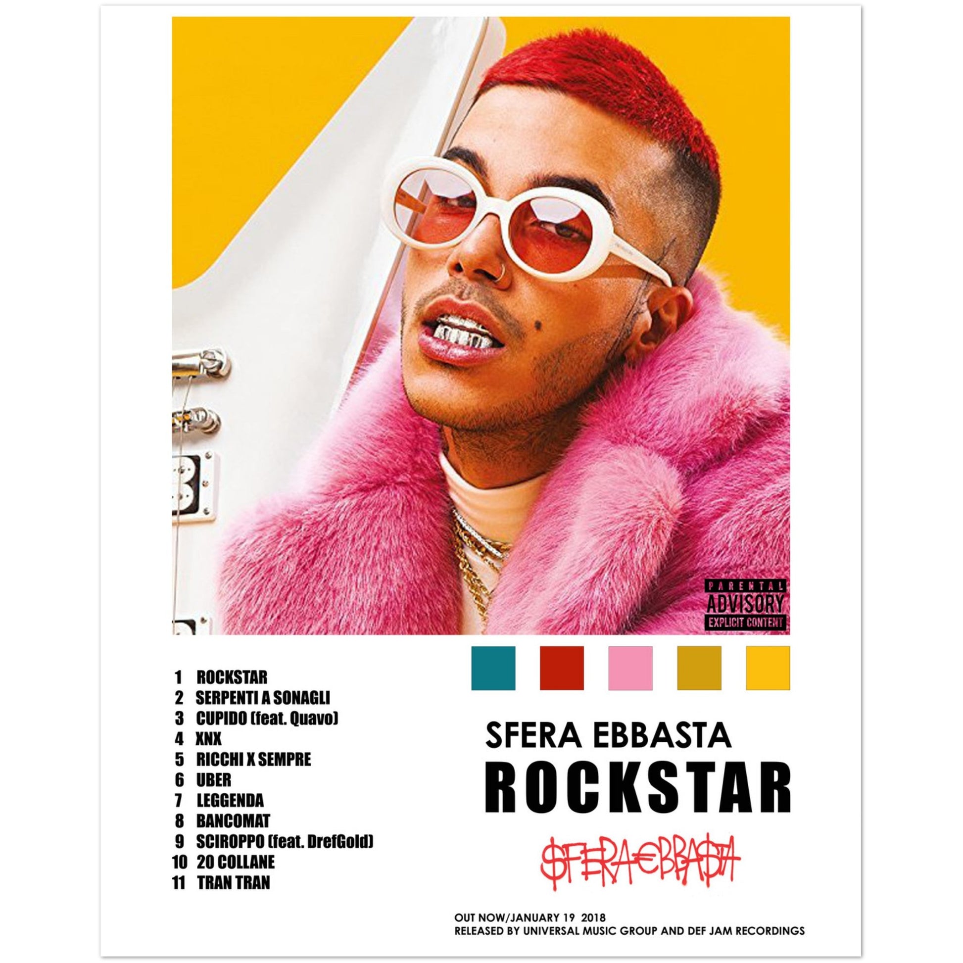 Poster Sfera Ebbasta album Famoso per la camera – posters4all